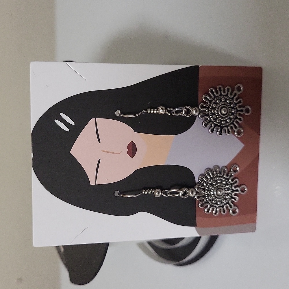 Handcrafted silver tone upcycled  earrings